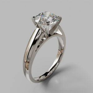 Round Cut Cathedral Solitaire Lab Grown Diamond Engagement Ring