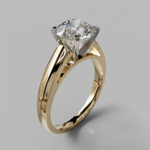 Round Cut Cathedral Solitaire Lab Grown Diamond Engagement Ring