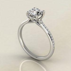 Moissanite Round Cut Heart Prong Engagement Ring