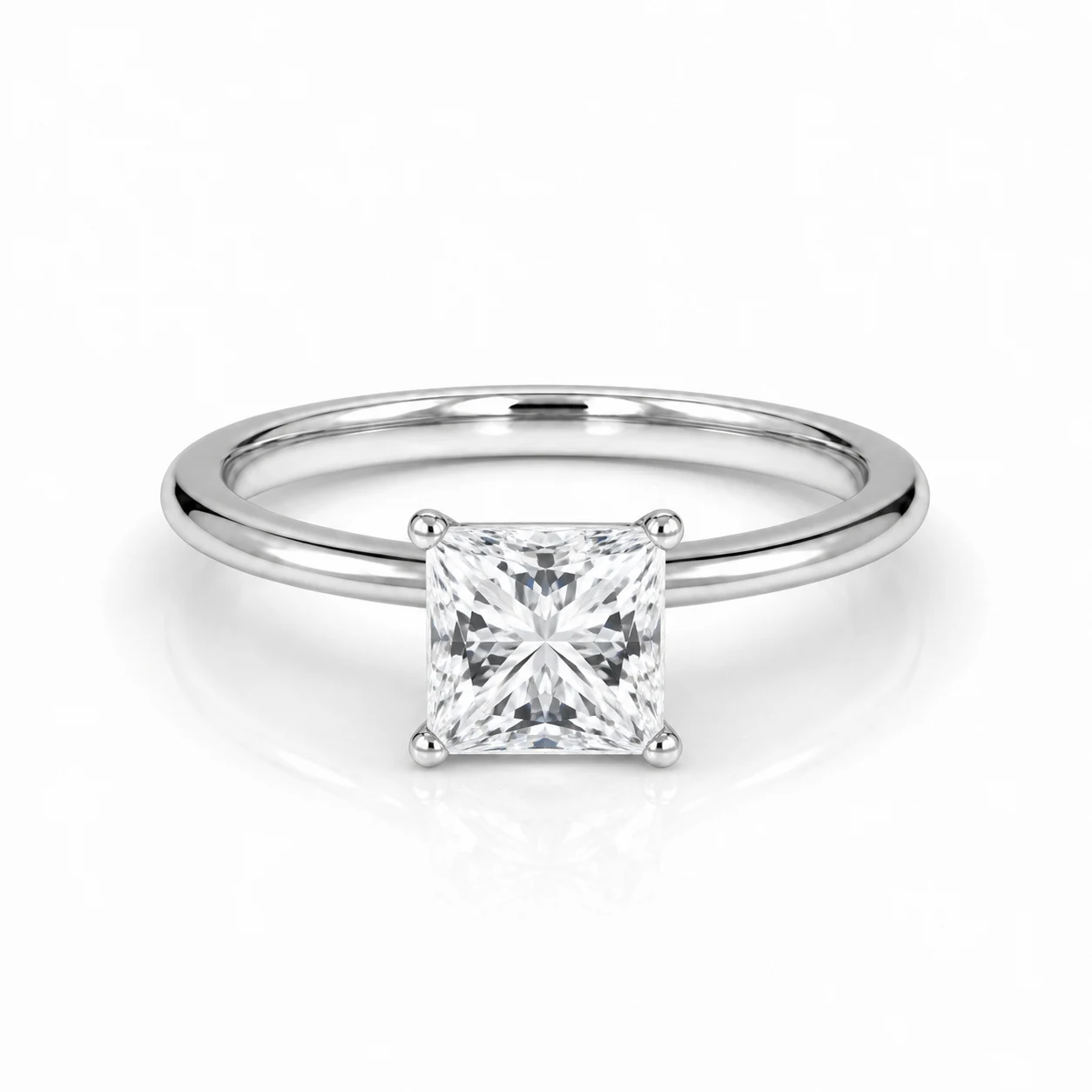 Princess Cut solitaire lab-grown diamond engagement ring