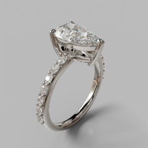 Aster Pear Cut Side Stone Lab-Grown Diamond Engagement Ring – White Gold video thumbnail