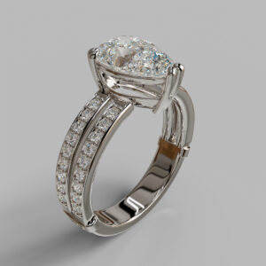 Capri Pear Cut Side Stone Lab-Grown Diamond Engagement Ring – White Gold video thumbnail