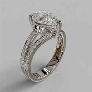 Dione Pear Cut Side Stone Lab-Grown Diamond Engagement Ring – White Gold video thumbnail