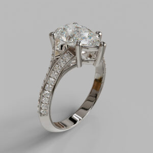 Xanthe Pear Cut Side Stone Lab-Grown Diamond Engagement Ring – White Gold video thumbnail