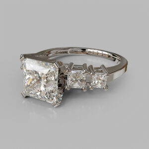 princess-cut-diamond-three-stone-accent-white-gold-ring-side-view-078 video thumbnail